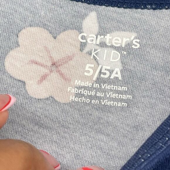 Carter’s Girl’s Navy Pink Floral Cotton Jersey Long Sleeve Skater Dress Size 5 - Picture 9 of 12